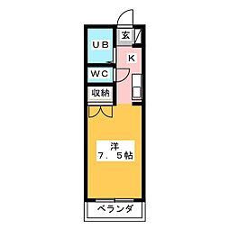 コスモス10 1Kの間取図画像
