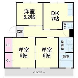 サンハイツ 3DKの間取図画像