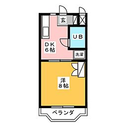 アメニティーベル 1DKの間取図画像