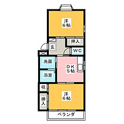 ハイツエーワン 2DKの間取図画像