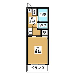 メゾン大原 1Kの間取図画像