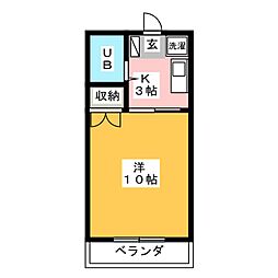 マンションKM-1 1Kの間取図画像