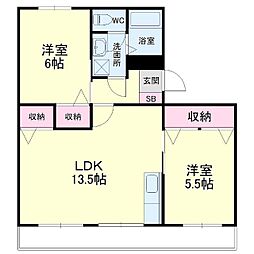 豊田ヒルズ 2LDKの間取図画像