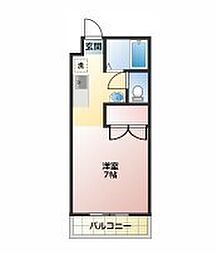 西浦コーポ 1Kの間取図画像