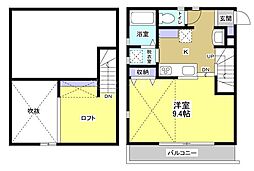 LA・KANA 1Kの間取図画像