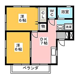 フィオーレ 2DKの間取図画像