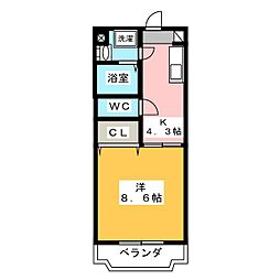 アプリ1 1DKの間取図画像