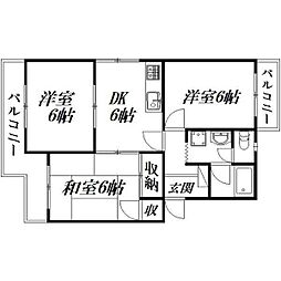 マンションオアシス 3DKの間取図画像