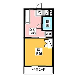 ハッピーライフ 1DKの間取図画像