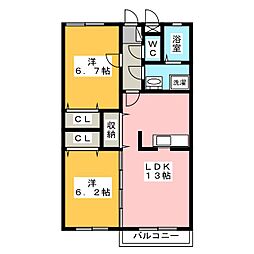プレズイール 2LDKの間取図画像