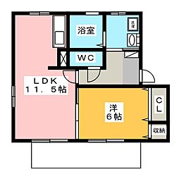 ルーナベール 1LDKの間取図画像