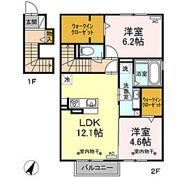 Supreme見付B 2LDKの間取図画像