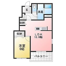 トライアングル 1LDKの間取図画像