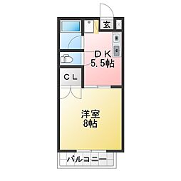 若宮物語 1DKの間取図画像