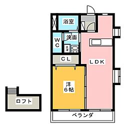 ぷりむろうず立野 1LDKの間取図画像