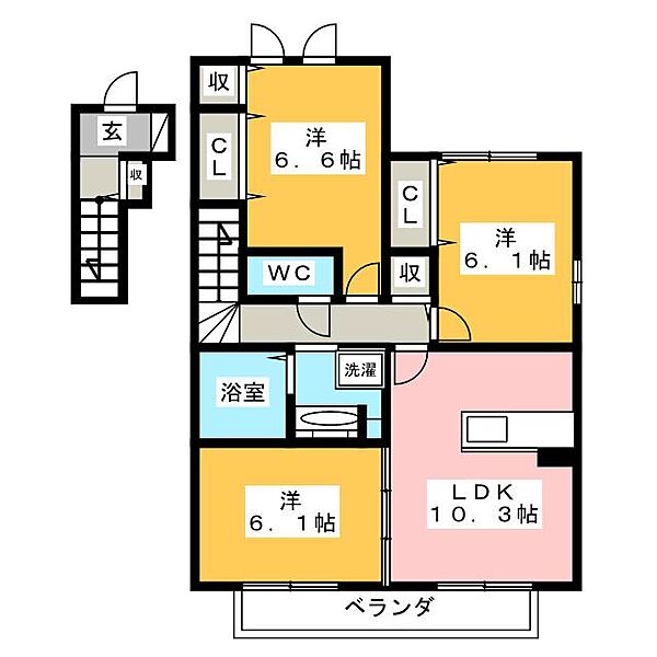 プラムハイム ｜岐阜県岐阜市下奈良２丁目(賃貸アパート3LDK・2階・72.42㎡)の写真 その2