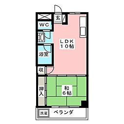 レジデンス鷲見 1LDKの間取図画像