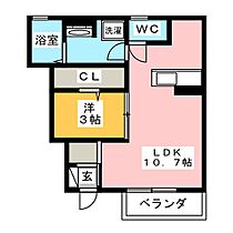 ｅｌｌｅ　ｃｈａｔｅａｕ  ｜ 岐阜県岐阜市今嶺２丁目（賃貸アパート1LDK・1階・35.95㎡） その2