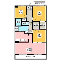 ハイツ南 3LDKの間取図画像