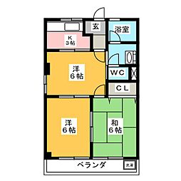 アーバンヒルズＴ1 3階3Kの間取り