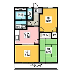 ハイツ園城 3DKの間取図画像