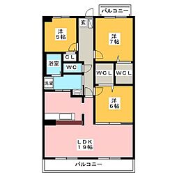 ハイツ南 3LDKの間取図画像