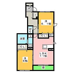 アンプティシャトン 2LDKの間取図画像