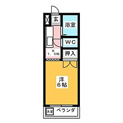 コーポラス戸崎2 ワンルームの間取図画像