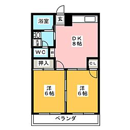 ファミール上松 2DKの間取図画像