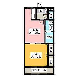 グリーンヒルズ 1LDKの間取図画像