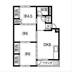 朝霧ビル 3DKの間取図画像