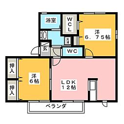 ベルセーヌ 2LDKの間取図画像