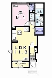 ブライトノース 1LDKの間取図画像