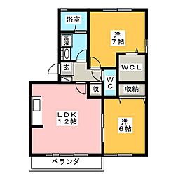 メゾン・ド・クリーク 2LDKの間取図画像