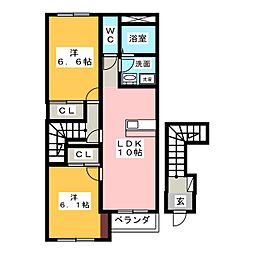 メゾンセレストB 2LDKの間取図画像