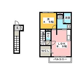 ハレルヤ 1LDKの間取図画像