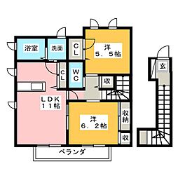 ClementHeim2 2LDKの間取図画像