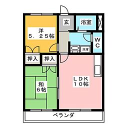 ガーデンロイヤルA 2LDKの間取図画像