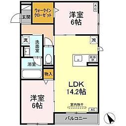 ワイズヴィラ岐南WEST 2LDKの間取図画像