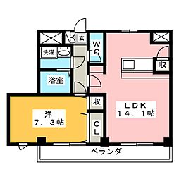 サンハイツオギソ2 1LDKの間取図画像