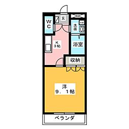 アシューレ 1Kの間取図画像