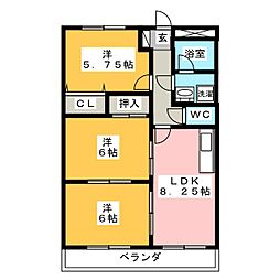ロイヤルツインB 3LDKの間取図画像