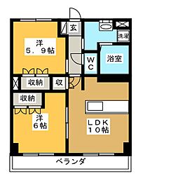ラビエール2 2LDKの間取図画像