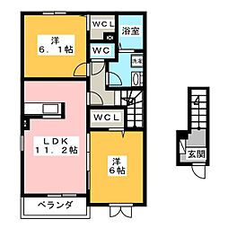 サンブライト1 2LDKの間取図画像