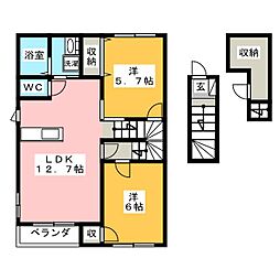 ニューサンシャイン 2LDKの間取図画像
