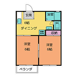 ロイヤル小塩2 2DKの間取図画像