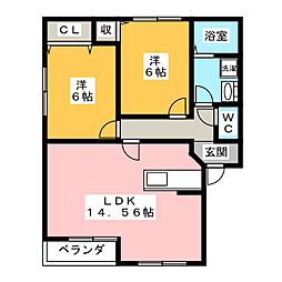 パークメゾン岐南 2LDKの間取図画像