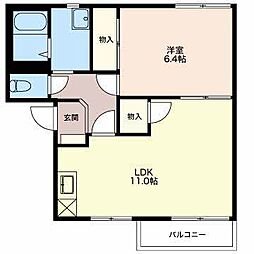 アレイ21A 1LDKの間取図画像