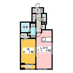 マルシェ3 1LDKの間取図画像
