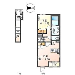 ヴェルジェX 1LDKの間取図画像